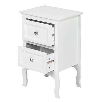 VINGLI White Nightstand With 2 Drawers