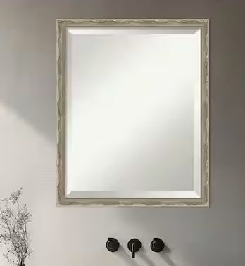 Amanti Art Mila Dark Silver 17.5 in. x 21.5 in. Beveled Traditional Rectangle Wood Framed Wall Mirror