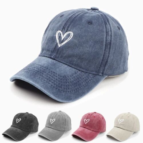Heart Embroidered Baseball Caps, 5 Pack