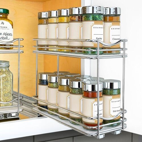 LYNK PROFESSIONAL 2 Tier Pull Out Spice Organization for Cabinets, 4-3/8 inch Wide