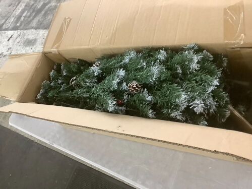 6' Pre-Lit Frosted Spruce Christmas Tree, w/ Pinecones, Berries, Metal Base