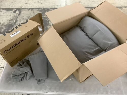 Love's cabin Seersucker Comforter Set California King, Dark Grey