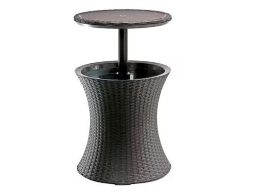 Keter Cool Bar 7.5 Gal. Resin Rattan Drink Cooler Patio Table