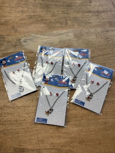 Mickey Necklace and Earring Set, Lot of 5