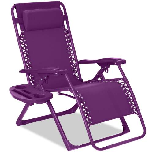 Monochromatic Zero Gravity Patio Chair Recliner w/ Side Tray, Headrest