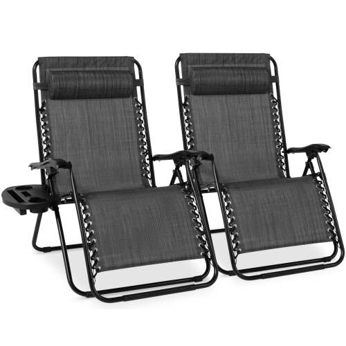 Set of 2 Extra Wide Adjustable Zero Gravity Patio Chair Recliners