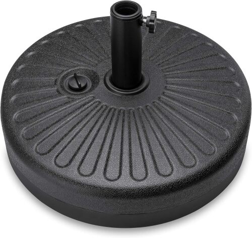 Fillable Umbrella Base Stand Round Sunburst Plastic Patio Umbrella Base Stand, Pole Holder for Outdoor, Lawn w/ 55lbs Weight Capacity, Adjustment Knob
