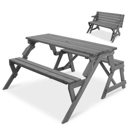 2-in-1 Outdoor Interchangeable Wooden Picnic Table/Garden Bench
