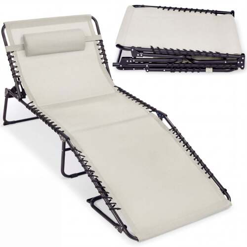 Extra Wide Patio Chaise Lounge Chair, Portable Folding Recliner