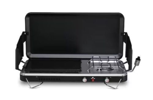 Winado 2 in 1 Portable Camping Stove and Propane Grill with Enamel Griddle and Piezo Igniter