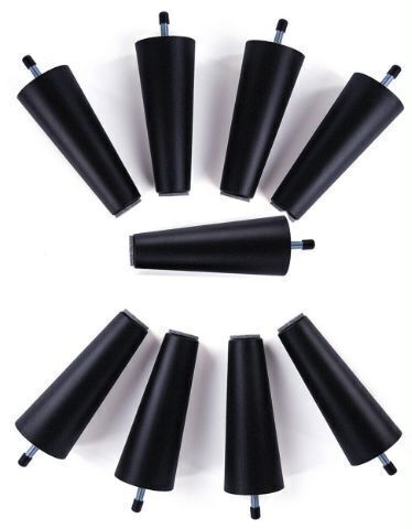 5" Round Solid Plastic Furniture Legs 5 inch high for Bed, Sofa, Couch, Chair Ottoman, Loveseat, Coffee, Table, Cabinet - Black