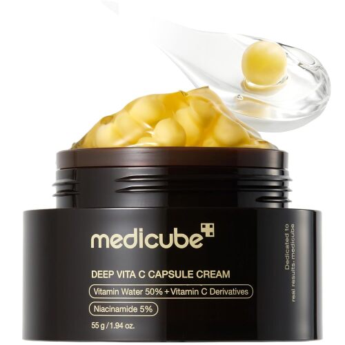 medicube Capsule Cream with Deep Vitamin C for Radiance | Liposome Vitamin C Golden Capsule for Radiance & Firm-Looking Skin - Hydrating Glow Gel Texture, Korean Skincare, 1.94 oz