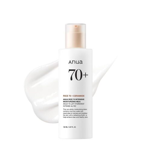ANUA Rice 70 Intensive Moisturizing Milk, 5.07 fl.oz | Hydrating Face Lotion, Niacinamide, Ceramides, All Skin Types, Sensitive, Skin Moisture Barrier, Lightweight Nourishing