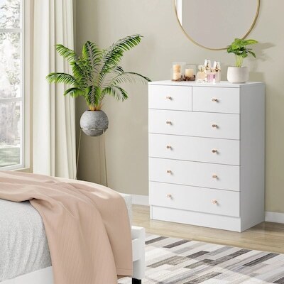 FcH 6-Drawer White Particle Board 5.98in. W Chest of Drawer