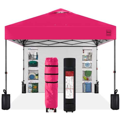 One-Person Setup Instant Pop Up Canopy w/ Side Wall, Carrying Case - 10x10ft