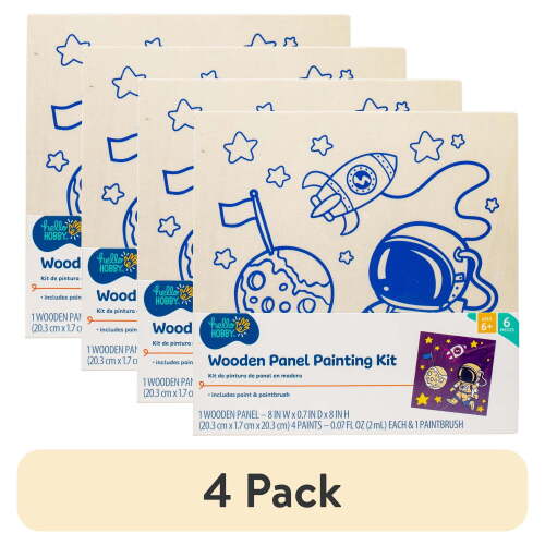(4 pack) Hello Hobby Blue Space Wood Board Painting Art Kit