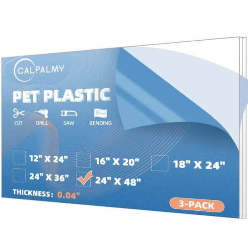 3 Pack PET Sheet Panels - Plexiglass - Quality Lightweight and Shatterproof Glass Alternative Perfect for DIY Sneeze Guards, Face Shields, Railing Guards, and Pet Barriers
