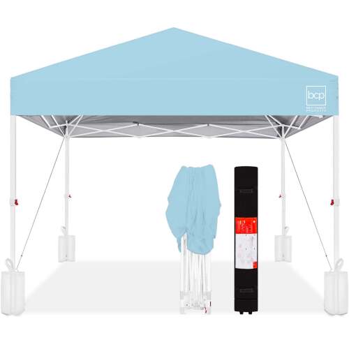 One-Person Setup Instant Pop Up Canopy w/ Case, 4 Weight Bags - 10x10ft
