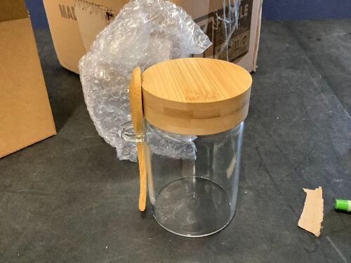 Glass Jars with Bamboo Airtight Lid and Spoon, 6-Pack