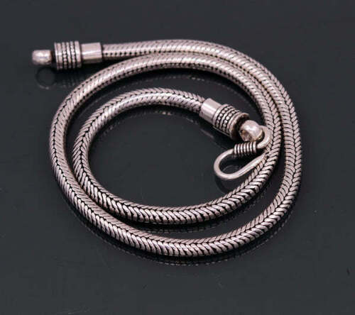 Vintage design 925 sterling silver 18" snake chain pendant chain excellent oxidized silver necklace tribal jewelry