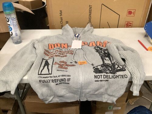Don-Carta Hollywood Distressed Graphic Knit Zip-Up Hoodie