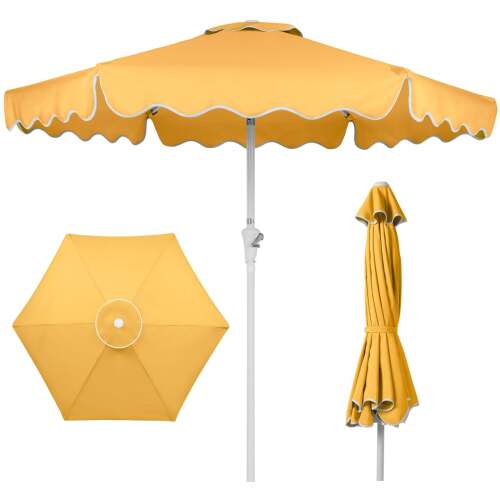 7.5ft Patio Market Umbrella,Wavy Trim, UV-Fade-Resistant, Crank & Tilt