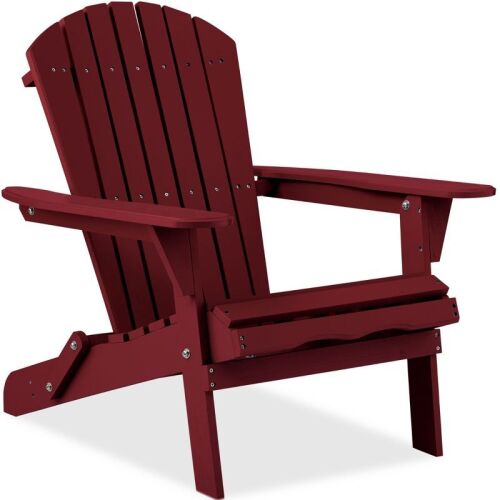 Folding Adirondack Chair Outdoor, Wooden Accent Lounge Furniture w/ 350lb Capacity