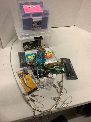 Lot of (20) Misc. Fishing lures, hooks, cases - Lot 148
