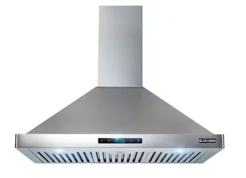 JANSKA 30 in. 520 CFM Wall Mount Ducted Range Hood with SS Filters, Digital Display, LED Lights and Remote in Stainless Steel