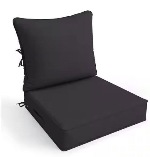 Lot of (2) WNP 19 in. x 19 in. x 4 in. Square Outdoor Deep Seating Cushion Set Seat and Back Cushion for Lounge Chair Grey