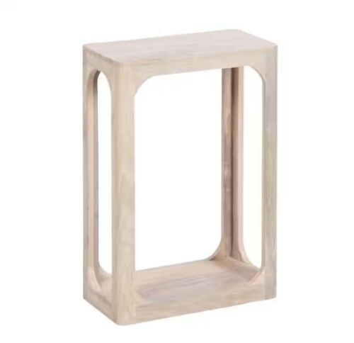 Kate and Laurel Dahl 16 in. White Rectangle Solid Wood End Table