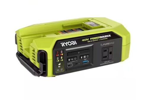 RYOBI 40V 300-Watt Portable Battery Inverter Power Source and 40V Battery Charger (Tool Only)