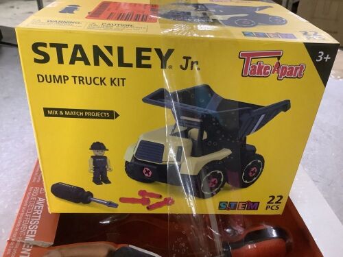 Stanley Jr Take a Part Dump Truck & BLACK+DECKER DIY Recycling Bus Kit