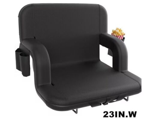 Stadium Seat with Back Support, 6 Recline Positions, Adjustable Armrests, Thick Padded Cushion