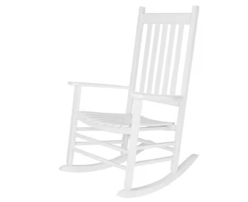 Shine Company Vermont Porch Rocker White Wood Outdoor Rocking Chair