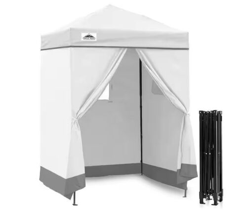 EAGLE PEAK 5 ft. x 5 ft. Pop Up Privacy Tent Foldable Outdoor Portable Dressing Changing Room Shelter, White