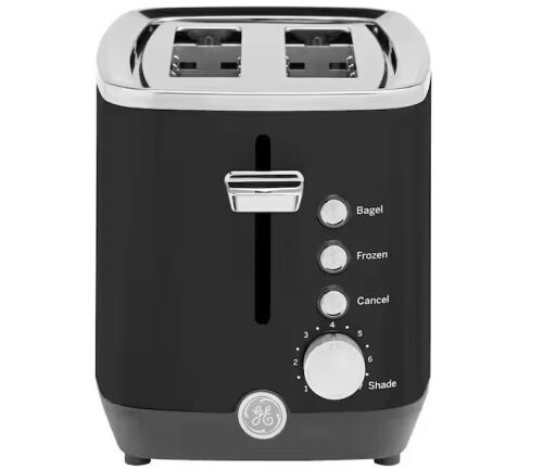GE 2-Slice 850-Watt Black Toaster with 7-Shade Settings