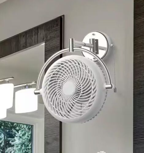 PARROT UNCLE 10 in. W Indoor White 2-Speed ​​Mounted Wall Fan with Pull Chain Control