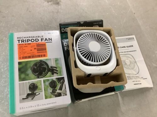 Lot of (2) Small Fans - 1 Missing Cord