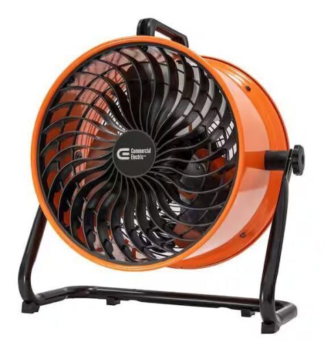 Commercial Electric 16 in. 3-Speed Drum Floor Fan in Orange High Velocity Turbo