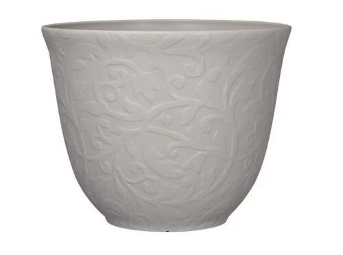 Vigoro Sloan Large Cream Recycled Resin Round Planter with Drainage Holes (17 in. L x 17 in. W x 13.5 in. H)