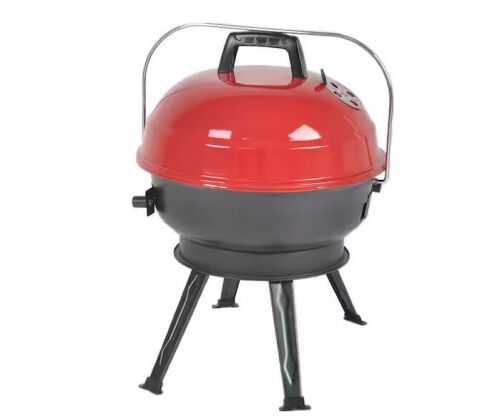 14 in. Portable Charcoal Grill in Red - Missing 1 Screw