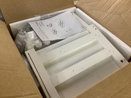 FUFU&GAGA 19.7 in. W x 16.9 in. D x 25.2 in. H, White Rectangle Wooden End Table