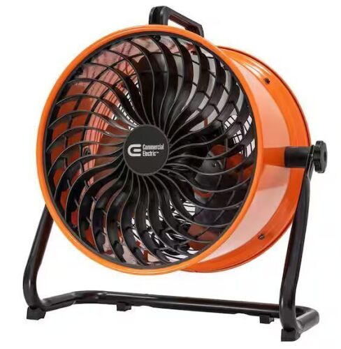 Commercial Electric 16 in. 3-Speed Drum Floor Fan in Orange High Velocity Turbo