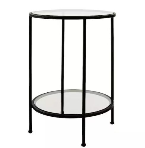 Home Decorators Collection Bella Round Antique Bronze Metal and Glass Side Accent Table (18 in. W x 24 in. H)