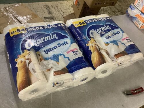 Lot of (2) Charmin Ultra-Soft Smooth Tear Toilet Paper Rolls (12 Mega Plus Rolls)