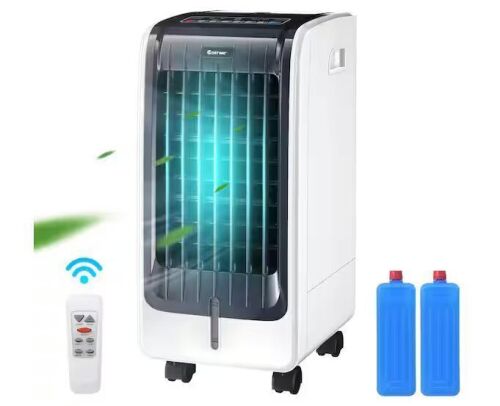 8,000 BTU Portable Air Conditioner Cools 250 Sq. Ft. with Humidifier, Remote Control and Wheels in White