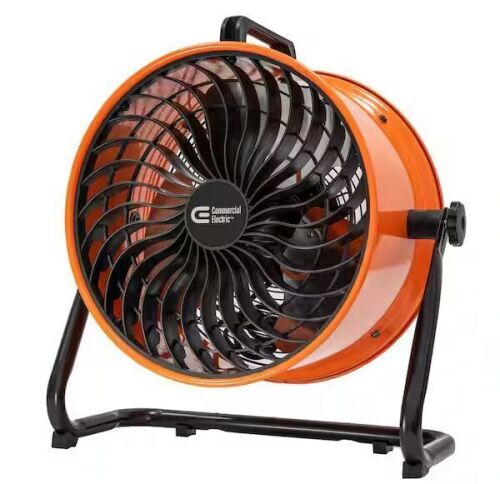 Commercial Electric 16 in. 3-Speed Drum Floor Fan in Orange High Velocity Turbo