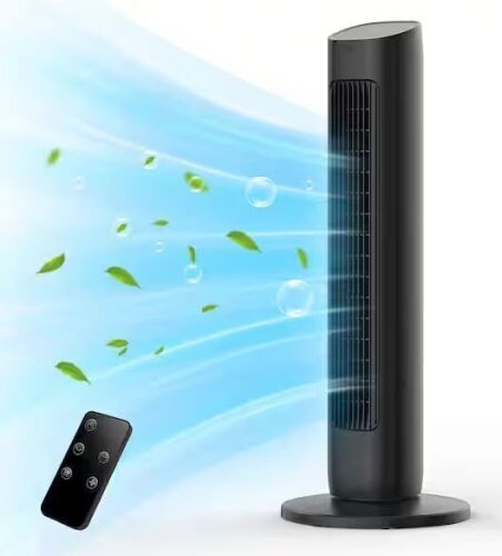 30.71 in. 3-Speed Oscillating Tower Fan in Black with 3-Modes, 85° Oscillating, Timer and Remote Control
