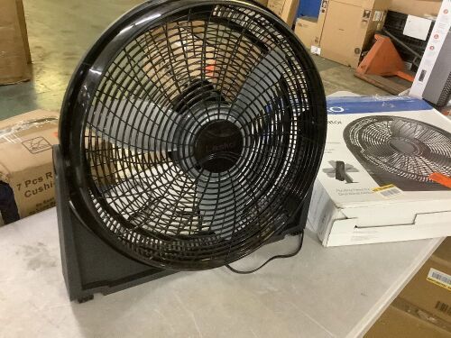 Lasko 20 in. 3 Speed Air Circulator Floor Fan in Black with Wall Mount Option, Full Range Pivoting Head, Carry Handle - Missing Feet